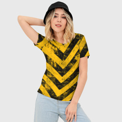 Женская футболка 3D Slim Warning - желто-черные полосы - фото 2