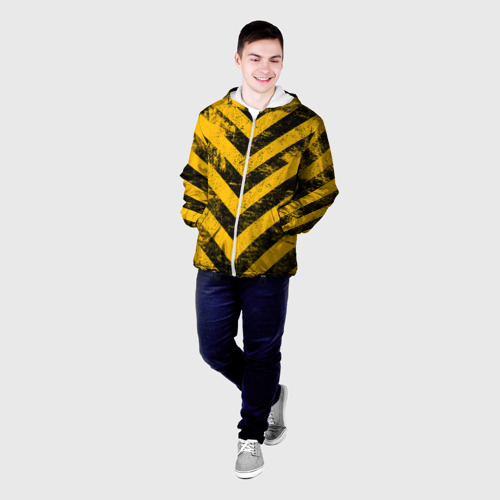 Мужская куртка 3D Warning - желто-черные полосы, цвет 3D печать - фото 3