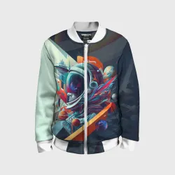 Детский бомбер 3D Космос в стиле кубизма
