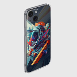 Чехол для iPhone 15 силиконовый с защитой камеры Космос в стиле кубизма - фото 2