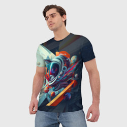 Мужская футболка 3D Космос в стиле кубизма - фото 2