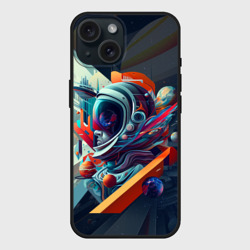 Чехол силиконовый для Apple iPhone 15 матовый Космос в стиле кубизма