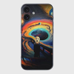 Чехол для iPhone 16 силиконовый с защитой камеры Крик в космосе