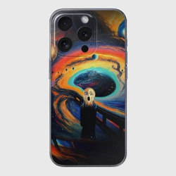 Чехол для iPhone 15 Pro силиконовый с защитой камеры Крик в космосе