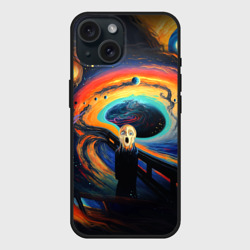 Чехол силиконовый для Apple iPhone 15 матовый Крик в космосе