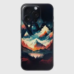 Чехол для iPhone 16 Pro Max силиконовый с защитой камеры Футуризм горы