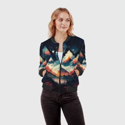 Женский бомбер 3D Футуризм горы - фото 2