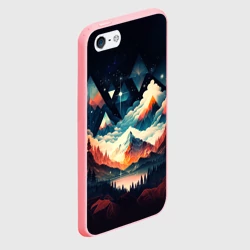 Чехол для iPhone 5/5S матовый Футуризм горы - фото 2