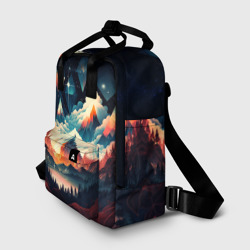 Рюкзак с принтом Футуризм горы для женщины, вид спереди №2. Цвет основы: белый