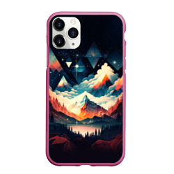 Чехол для iPhone 11 Pro Max матовый Футуризм горы