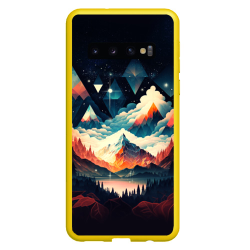 Чехол для Samsung Galaxy S10 с принтом Футуризм горы, вид спереди №1