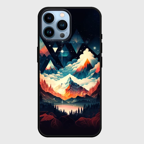Чехол для iPhone 14 Pro Max Футуризм горы
