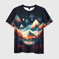Футуризм горы – Мужская футболка 3D с принтом купить со скидкой в -26%