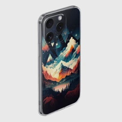 Чехол для iPhone 15 Pro силиконовый с защитой камеры Футуризм горы - фото 2