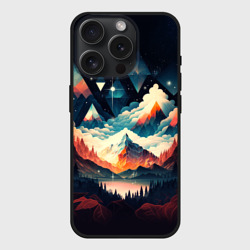 Чехол силиконовый для Apple iPhone 15 Pro матовый Футуризм горы