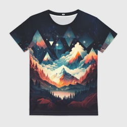 Женская футболка 3D Футуризм горы
