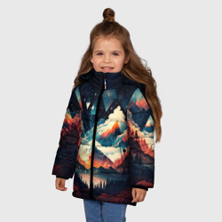 Зимняя куртка для девочек 3D Футуризм горы - фото 2