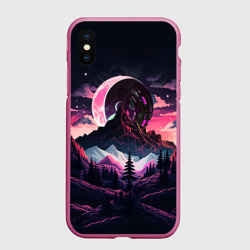 Чехол для iPhone XS Max матовый Луна в горах