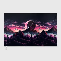 Флаг 3D Луна в горах