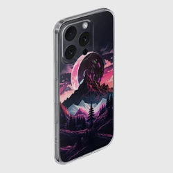 Чехол для iPhone 16 Pro силиконовый с защитой камеры Луна в горах - фото 2