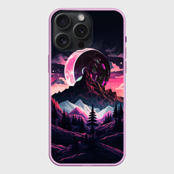 Чехол силиконовый для Apple iPhone 15 Pro Мax матовый Луна в горах