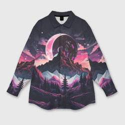 Мужская рубашка oversize 3D Луна в горах