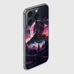 Чехол для iPhone 15 Pro силиконовый с защитой камеры Луна в горах - фото 2
