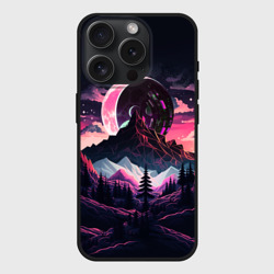 Чехол силиконовый для Apple iPhone 15 Pro матовый Луна в горах