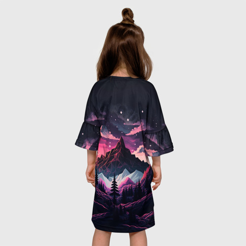 Детское платье 3D Луна в горах, цвет 3D печать - фото 5