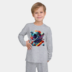 Детская пижама с лонгсливом хлопок Космонавт в кубизме - фото 2