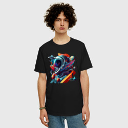 Мужская футболка хлопок Oversize Космонавт в кубизме - фото 2