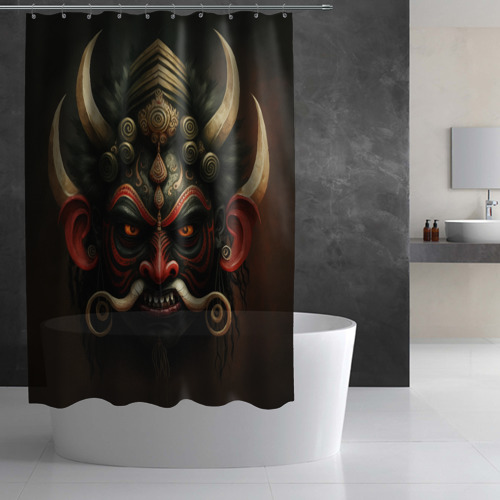 Штора 3D для ванной Индейская страшная маска - фото 3