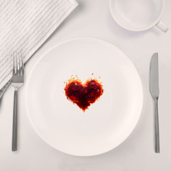 Набор: тарелка + кружка Горящее сердце огонь любовь день святого Валентина - фото 2