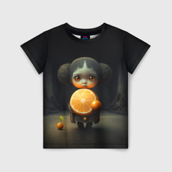 Футболка 3D Девочка с мандарином в руках (Детская)