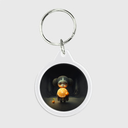 Брелок круглый Девочка с мандарином в руках