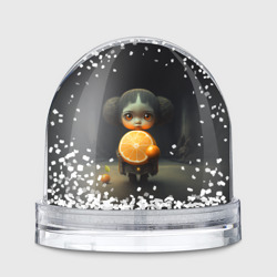 Игрушка Снежный шар Девочка с мандарином в руках