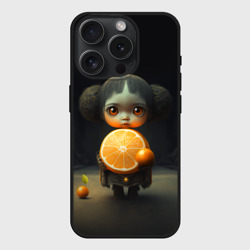 Чехол силиконовый для Apple iPhone 15 Pro матовый Девочка с мандарином в руках