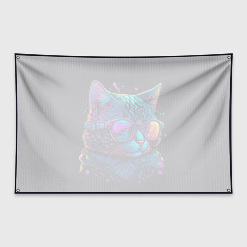 Флаг-баннер Кот неоновый - фото 2