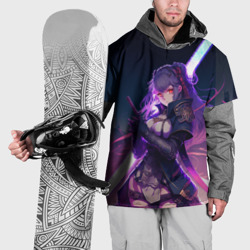 Накидка на куртку 3D Cyber girl in purple light