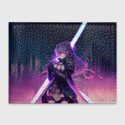 Обложка для студенческого билета Cyber girl in purple light