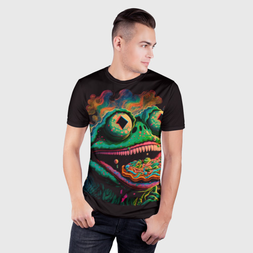 Мужская футболка 3D Slim с принтом Лягушонок Пепе зомби, фото на моделе #1