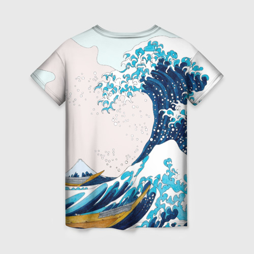 Женская футболка 3D Влюбленные тюлени у Большой волны Канагава, цвет 3D печать - фото 2