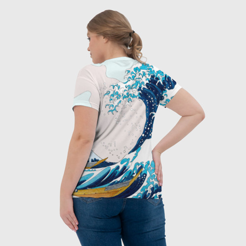 Женская футболка 3D Влюбленные тюлени у Большой волны Канагава, цвет 3D печать - фото 7