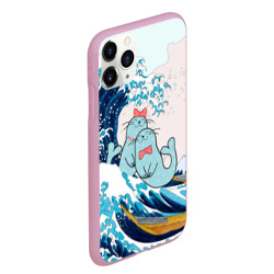 Чехол для iPhone 11 Pro Max матовый Влюбленные тюлени у Большой волны Канагава - фото 2