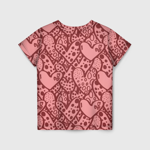 Детская футболка 3D с принтом Сердечный принт, вид сзади #1