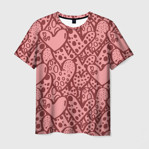 Мужская футболка 3D с принтом Сердечный принт, вид спереди #2