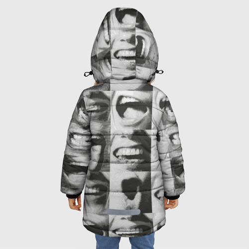 Зимняя куртка для девочек 3D Принт с частью лица, цвет светло-серый - фото 4