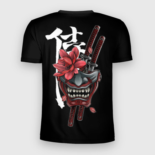 Мужская футболка 3D Slim с принтом Японские символы, вид сзади #1