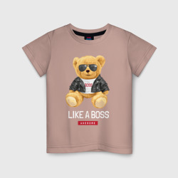 Детская футболка хлопок Like a boss мишка