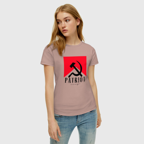 Женская футболка хлопок с принтом Patriot, фото на моделе #1